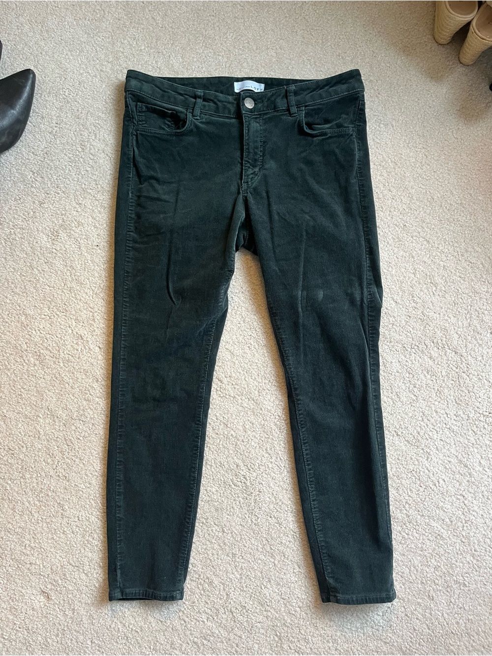 LOFT Forest Green Corduroy Slim Pants